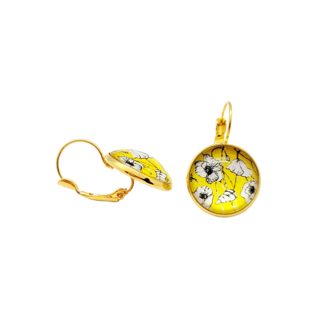 EARRINGS GOLD GIRL WITH YELLOW FLOWERS2